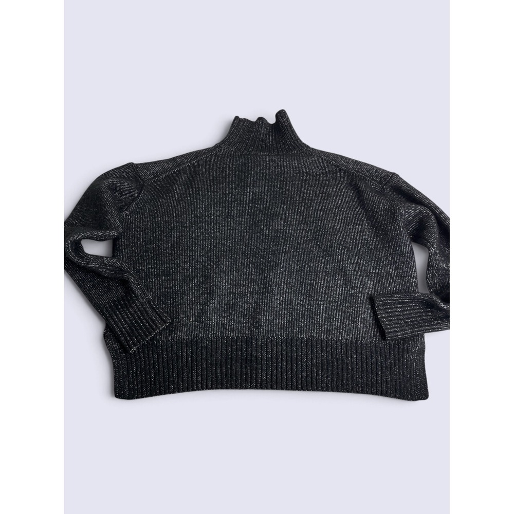 French Connection Oversize Charcoal Black Marled Funnel Neck Pullover Sweater S